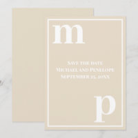 Trendy Fun Monogram Champagne Beige Save the Date