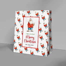 Trendy funny Santa Claus watercolor Christmas  Mittlere Geschenktüte