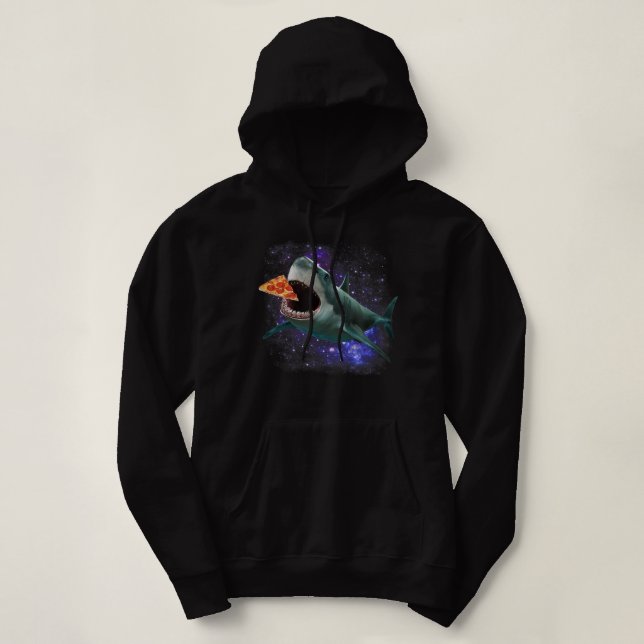 Trendy Galactic Pizza Shark Spaß Hoodie (Design vorne)