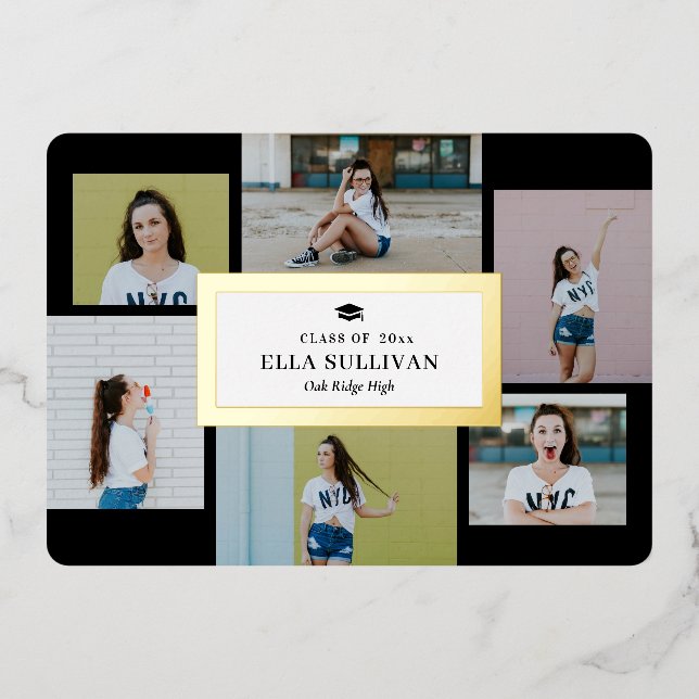 Trendy Gallery Foil Abschluss Editable Color Foil Folieneinladung (Vorderseite)