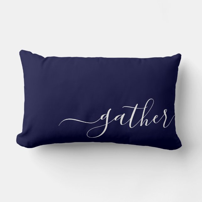 Trendy Gather Navy Blue Company Logo Client Gesche Lendenkissen (Vorderseite)