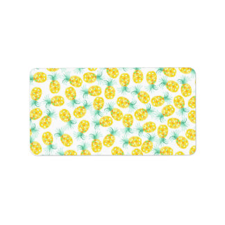 Trendy gelb-grünes Ananas-Muster Adressaufkleber