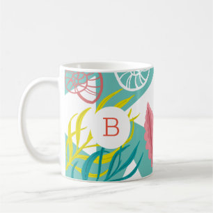 Trendy Geo Nautical Seashells Seaweed   Monogramm Kaffeetasse