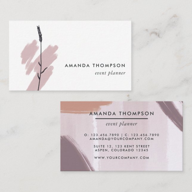 Trendy Geometric Brush Strokes Business Card Visitenkarte (Vorne/Hinten)