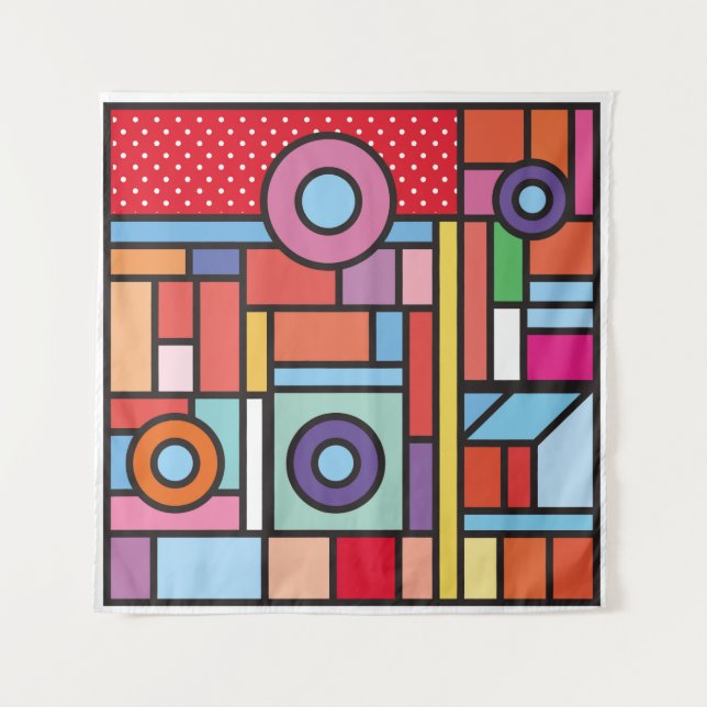 Trendy geometric elements memphis design. Retro st Wandteppich (Vorderseite)