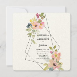 Trendy Geometric Floral Wedding Einladung