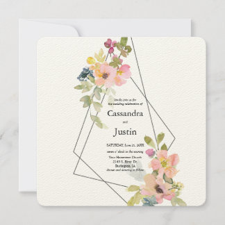 Trendy Geometric Floral Wedding Einladung