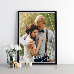 Trendy Geometric Frame und Monogram Poster