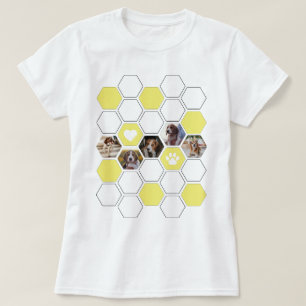 Trendy Geometric I Liebe Mein Hund Herz Gelbe Foto T-Shirt