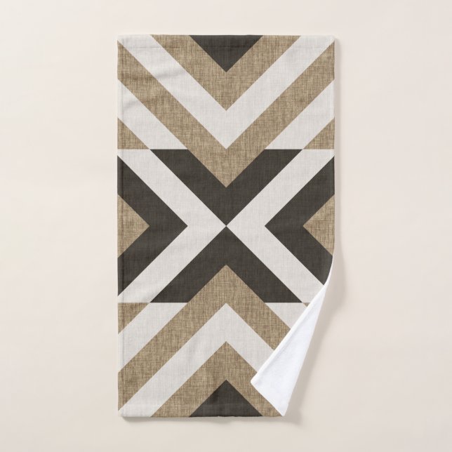 Trendy Geometric Imitats Burlap Brown Design Handtuch (Handtuch)