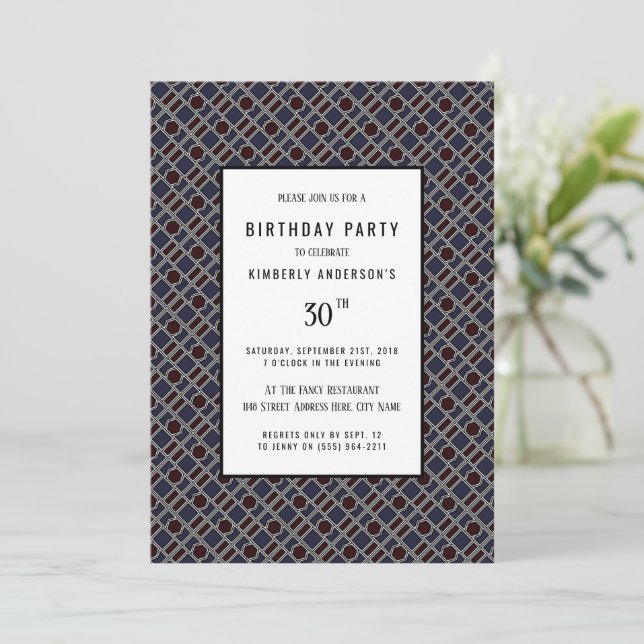 Trendy Geometric Pattern, Modern Birthday Party Einladung (Stehend Vorderseite)