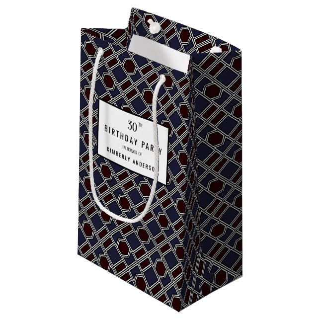 Trendy Geometric Pattern, Modern Birthday Party Kleine Geschenktüte (Vorderseite Schrägansicht)
