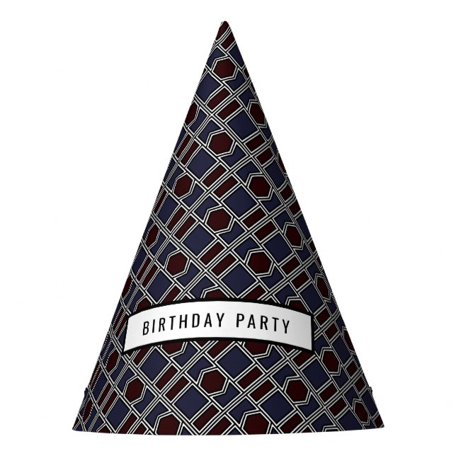 Trendy Geometric Pattern, Modern Birthday Party Partyhütchen (Vorderseite)