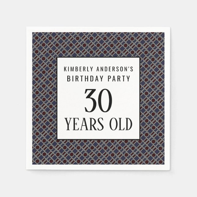 Trendy Geometric Pattern, Modern Birthday Party Serviette (Vorderseite)