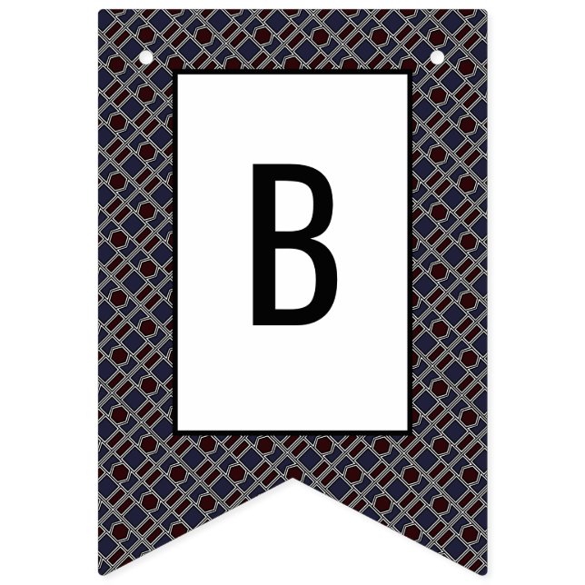 Trendy Geometric Pattern, Modern Birthday Party Wimpelkette (Zweite Fahne)