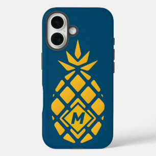 Trendy Geometric PineapBlue Monogram iPhone 16 Hülle