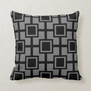 Trendy Geometric Squares Grid  grau Kissen