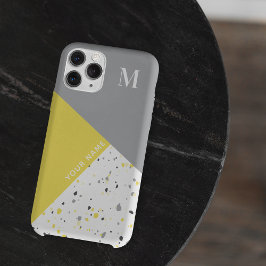 Trendy Geometric Yellow Terrazzo Monogram Case-Mate iPhone Hülle
