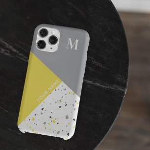 Trendy Geometric Yellow Terrazzo Monogram Case-Mate iPhone Hülle
