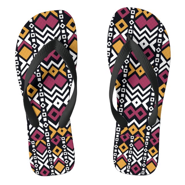 Trendy geometrisch farbige Blöcke Flip Flops (Fußbett)