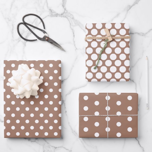 Trendy Gepunktet Mocha Mousse #A47B67 Geschenkpapier Set (Vorderseite)