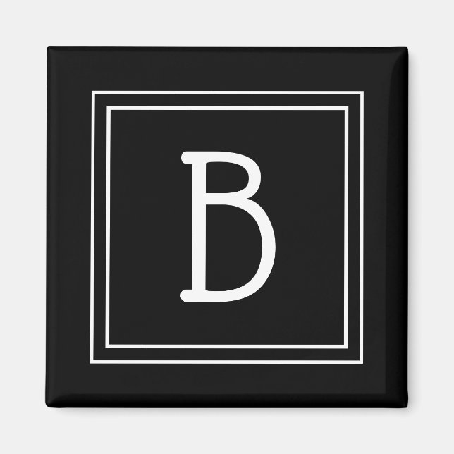 Trendy Gerahmt Monogram Black & White Initial Magnet (Vorne)