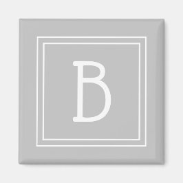 Trendy Gerahmte Monogram Light Gray & White Initia Magnet