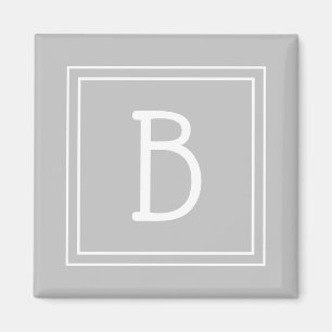Trendy Gerahmte Monogram Light Gray & White Initia Magnet