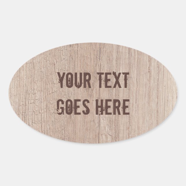 Trendy gestresster Text Brown Wood Board Look Ovaler Aufkleber (Vorderseite)