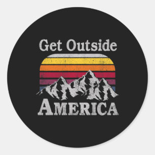 Trendy Get Outdoor America Bergsteigen Runder Aufkleber