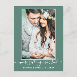 Trendy Getting Married Green Save the Date Postkarte