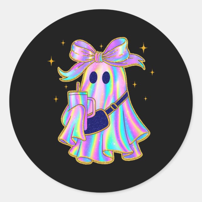 Trendy Ghost Shirt Coffee Tumbler Pastell Hallowee Runder Aufkleber (Vorderseite)