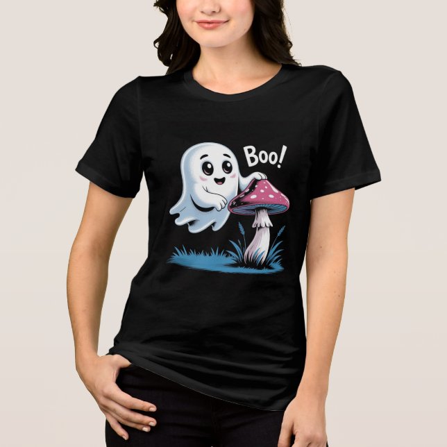 Trendy Ghost T - Shirt - Funny Halloween Graphic T (Vorderseite)