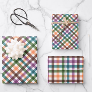 Trendy Gingham Fall Geschenk Geschenkpapier Set