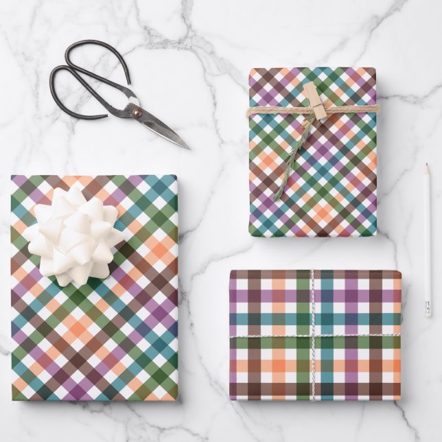 Trendy Gingham Fall Geschenk Geschenkpapier Set (Vorderseite)
