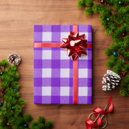Trendy Gingham Tartan Kariertes Lila Geschenk Geschenkpapier