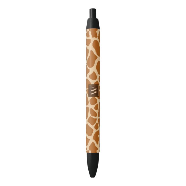 Trendy Giraffe Print mit Chic Monogram Kugelschreiber (Vorderseite Vertikal)