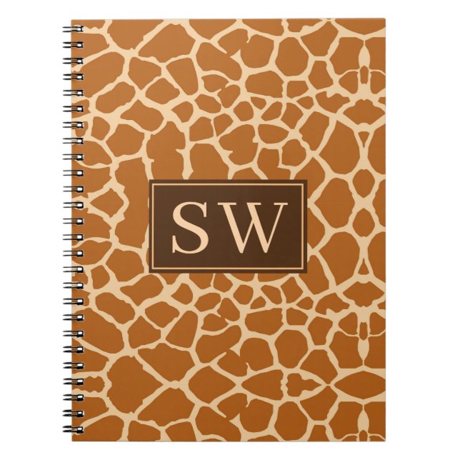 Trendy Giraffe Print mit Chic Monogram Notizblock (Vorderseite)