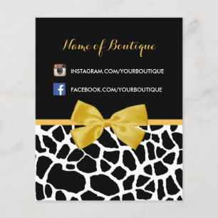 Trendy Giraffe Print Yellow Bow Fashion Boutique Flyer