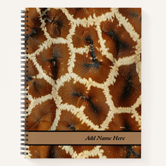 Trendy Giraffe Skin Brown, benutzerdefinierbarer N Notizbuch (Vorderseite)