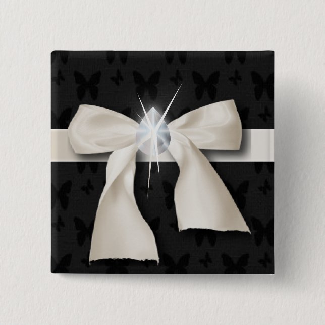 Trendy Girl chic Diamant White Bow Button (Vorderseite)