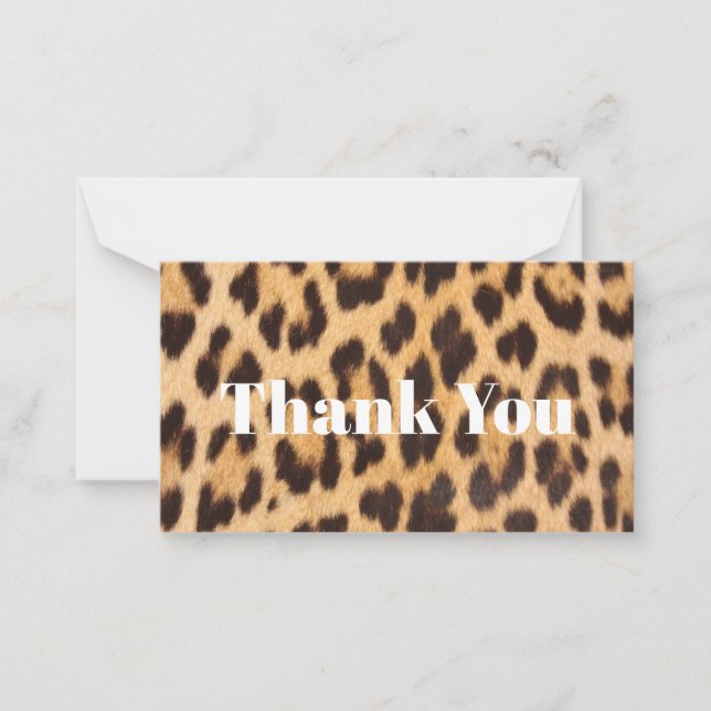 Trendy Girl Chic Safari Leopard Print danke Mitteilungskarte (Vorderseite)