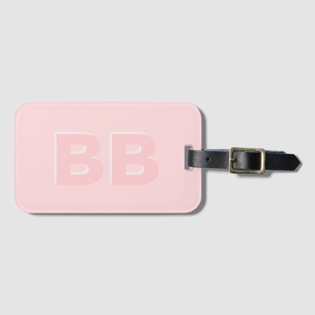 Trendy Girly Blush Pink Modern Monogram Initial Gepäckanhänger (Vorderseite (Horizontal))