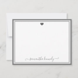 Trendy Girly Chic Silver Gray Heart Individuelle N Mitteilungskarte