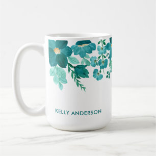 Trendy Girly Mit Monogramm Watercolor Foliage Kaffeetasse