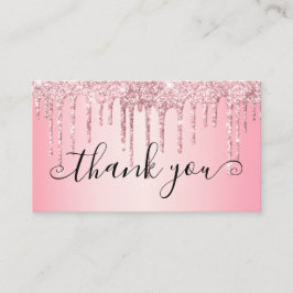 Trendy Girly Pink Glitzer Tropfen Vielen Dank Visitenkarte