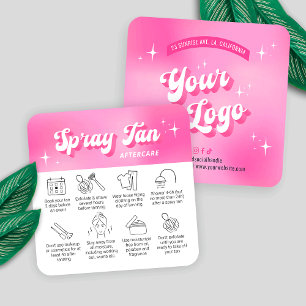 Trendy Girly Pink Groovy Spray Tan Aftercare Cards Quadratische Visitenkarte
