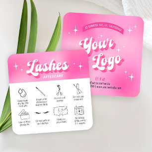 Trendy Girly Pink Lash Extensions Aftercare Cards Quadratische Visitenkarte