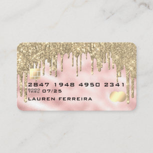 Trendy Girly Tropfens Pink Gold Imitate Debit Card Visitenkarte