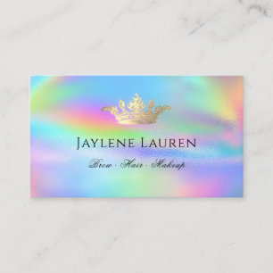 Trendy Glam Crown Imitats Holografischer Regenboge Visitenkarte